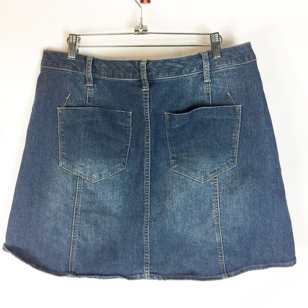 love FIRE Blue Jean Mini Skirt Size 16 - Picture 2 of 6